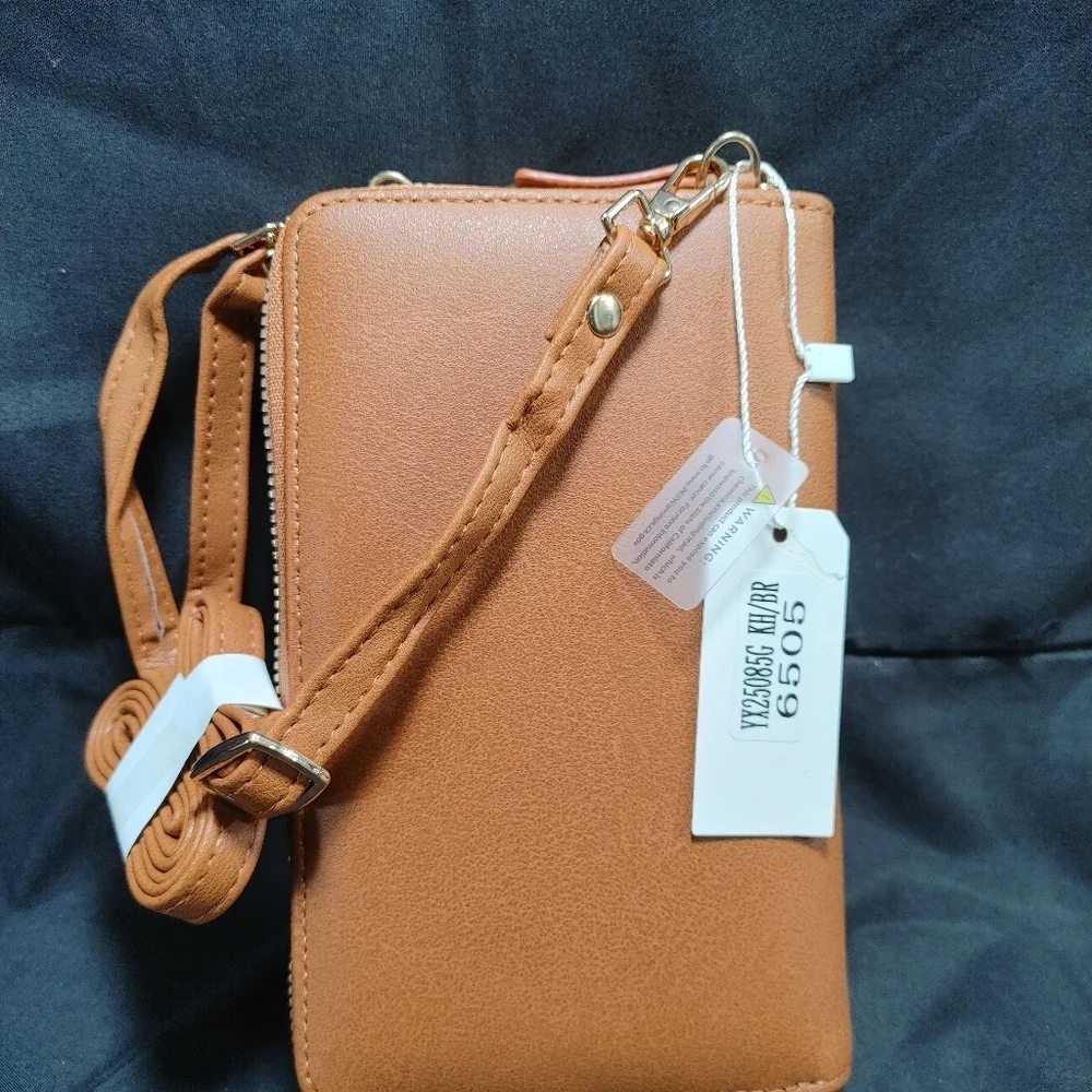 Park Avenue Brown and Cream Patterned Women's Wrislet/Crossbody Bag